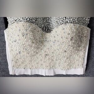 Cleo White Beaded Strapless Corset Top Size 46/105